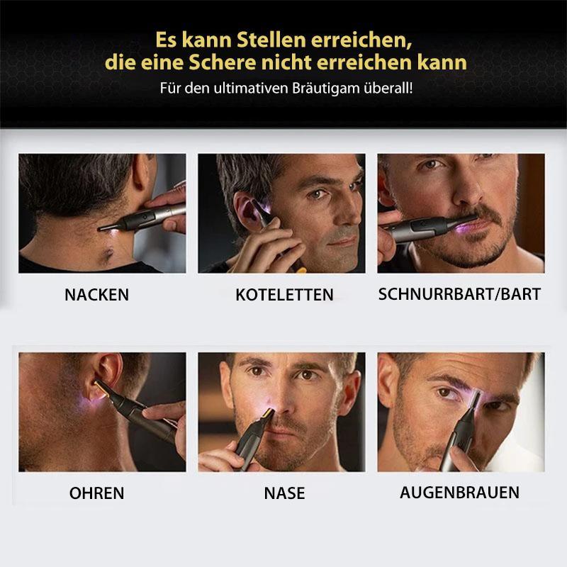 Ripob | Professioneller Ultra-Slim Präzisionstrimmer | Titan-Edelstahlklingen | Integriertes LED-Licht | Mikro-Oszillationstechnologie | Für Nase, Ohren & Konturen