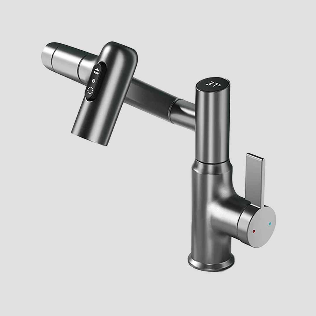 LustraFlow 360° Smart Armatur | Moderner Küchen- und Badmischer mit LED-Temperaturanzeige