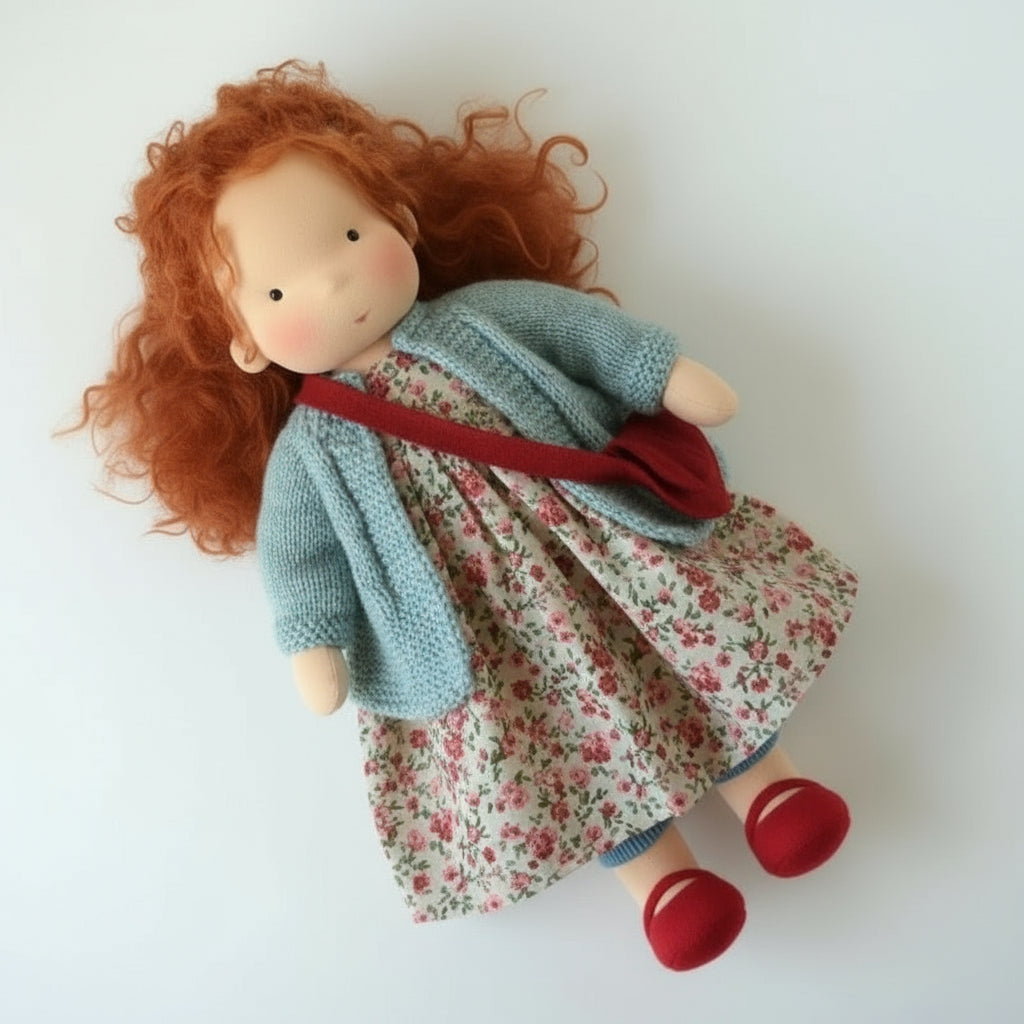 Elora Handgemachte Waldorfpuppe – Natur Baumwoll Kuschelpuppe für kreatives Spiel
