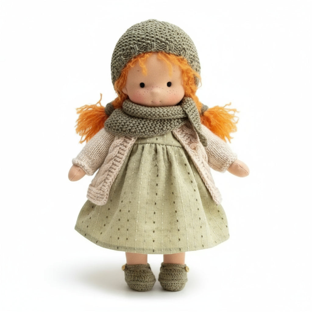 Elora Handgemachte Waldorfpuppe – Natur Baumwoll Kuschelpuppe für kreatives Spiel