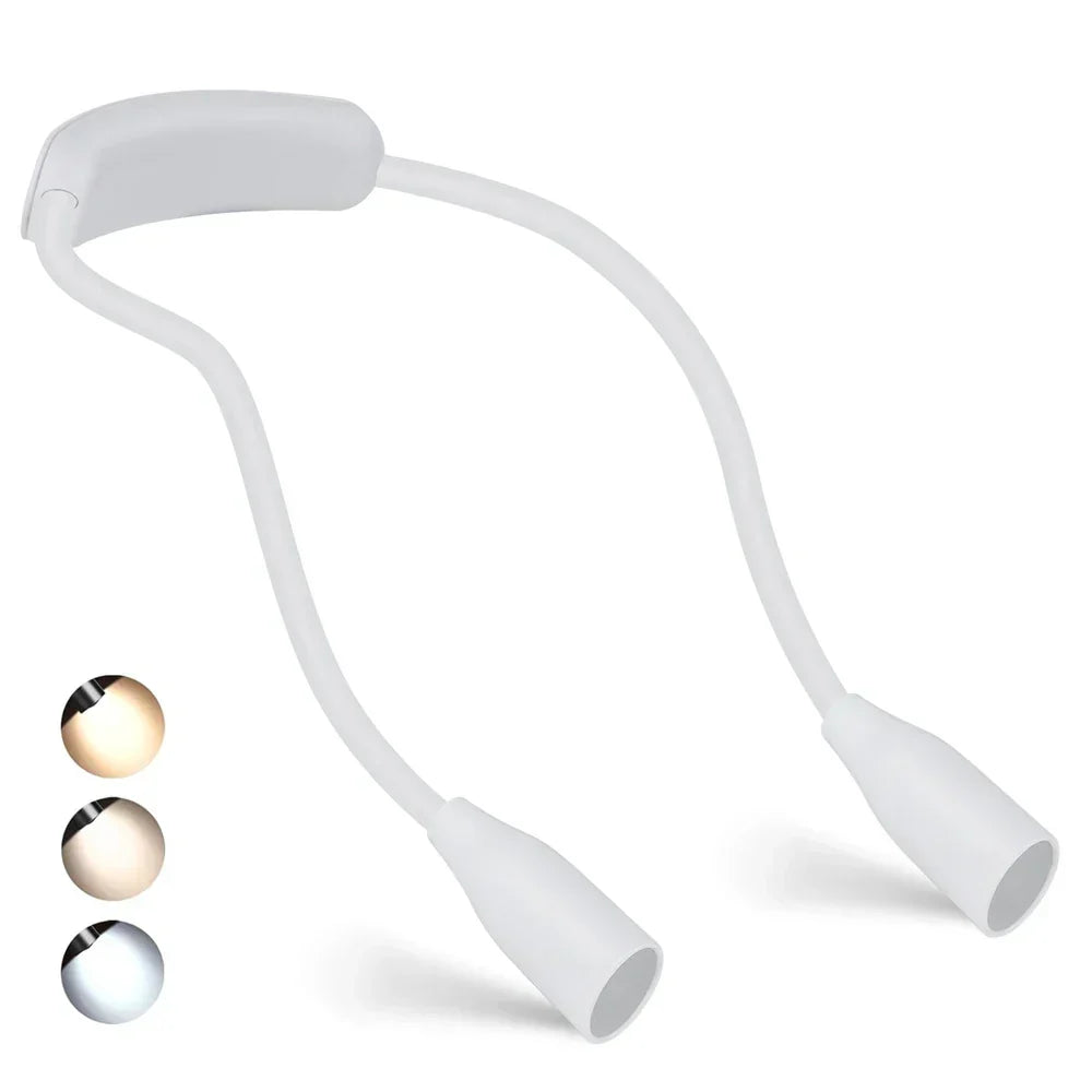 LED Nackenlampe LumiNeck | USB wiederaufladbar | 3 Lichtfarben & Stufenlos dimmbar | Flexibel & Tragbar