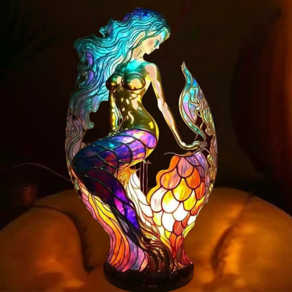 Tischlampe Buntglas Motivlampe Dekoratives Licht Kunst Tierdesign