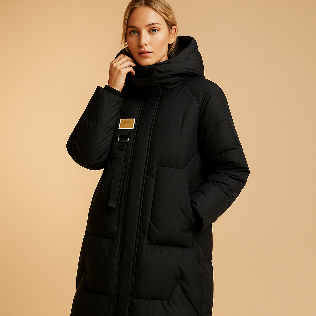 Maßgeschneiderter Wintermantel für Frauen | Elegante Passform & Praktische Taschen