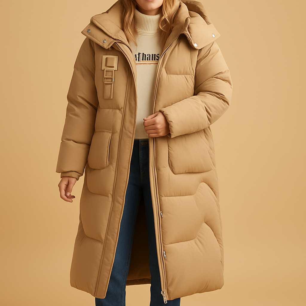 Maßgeschneiderter Wintermantel für Frauen | Elegante Passform & Praktische Taschen