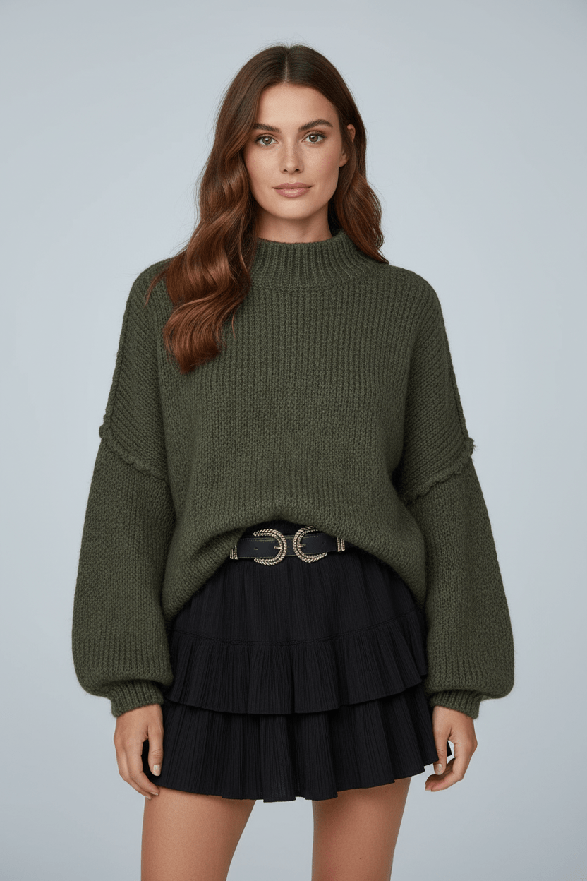 Oversized Strickpullover für Damen mit Ballonärmeln