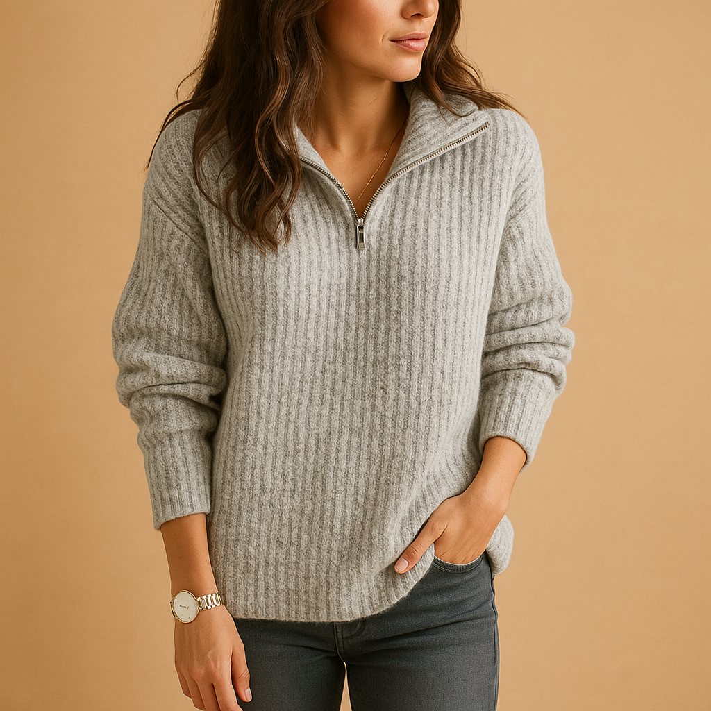 Damen-Half-Zip-Pullover mit tailliertem Schnitt