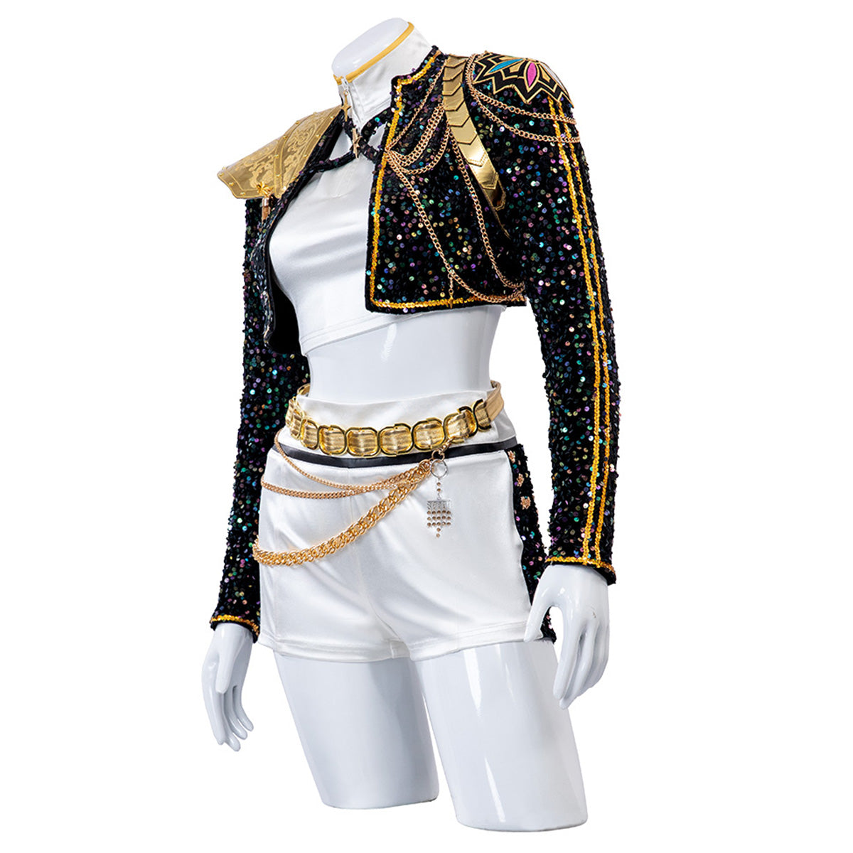 Glitzerkostüm Damen Schwarz Gold