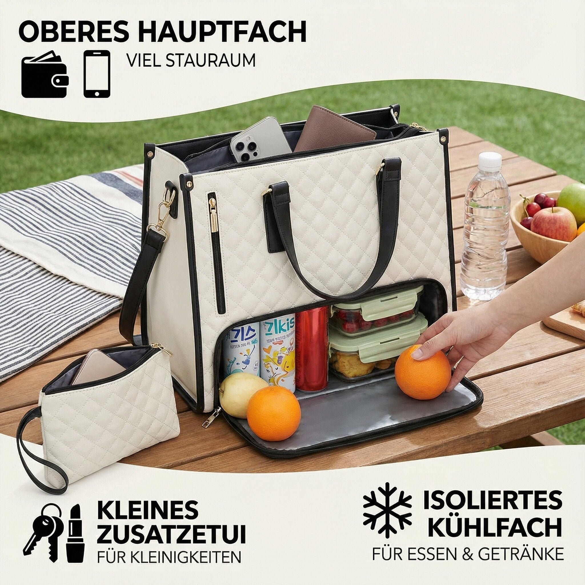 Handtasche mit Kühlfach für Frauen | Umhängetasche mit Kühlfunktion | FreshLuxe
