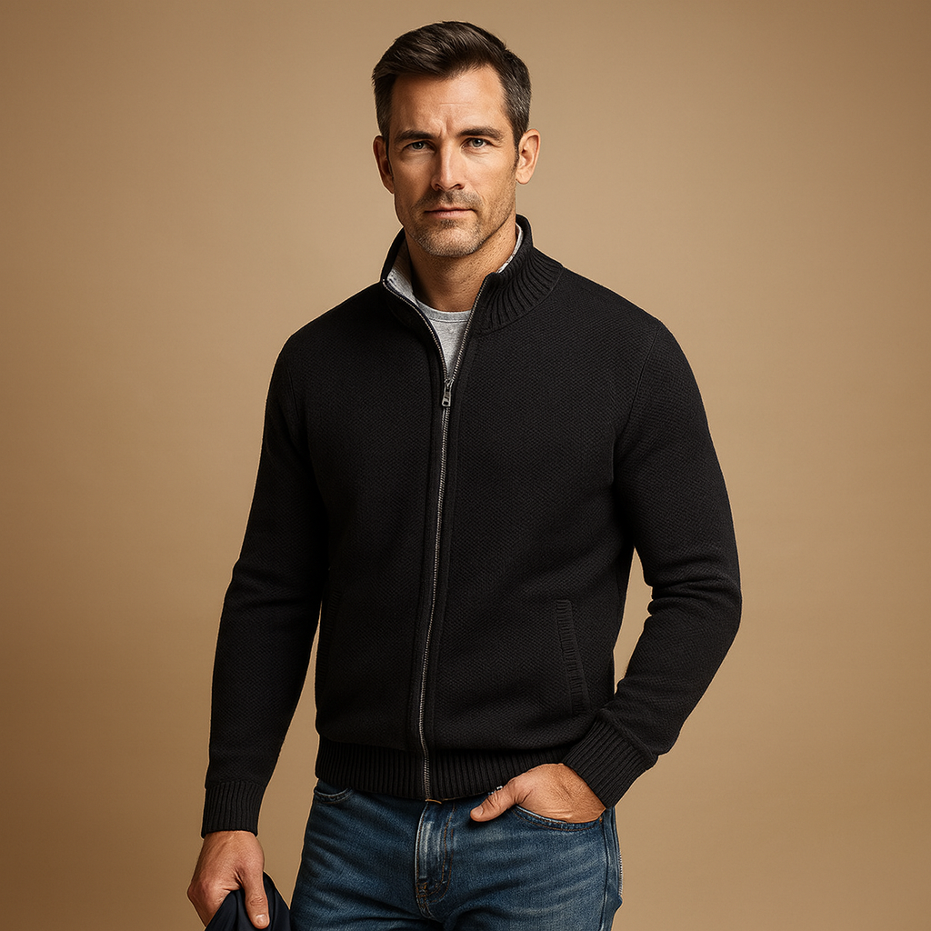 Herren Zip-Cardigan mit modernem Schnitt