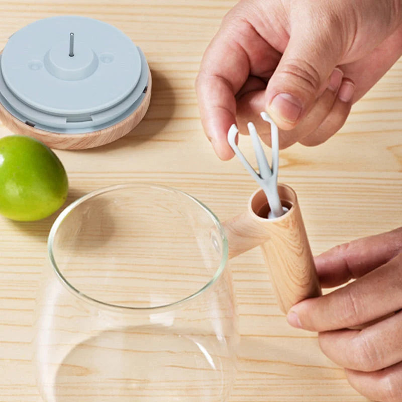 Automatische Kaffeetasse | Selbstumrührende Teetasse mit Holzgriff | RuhrTasse