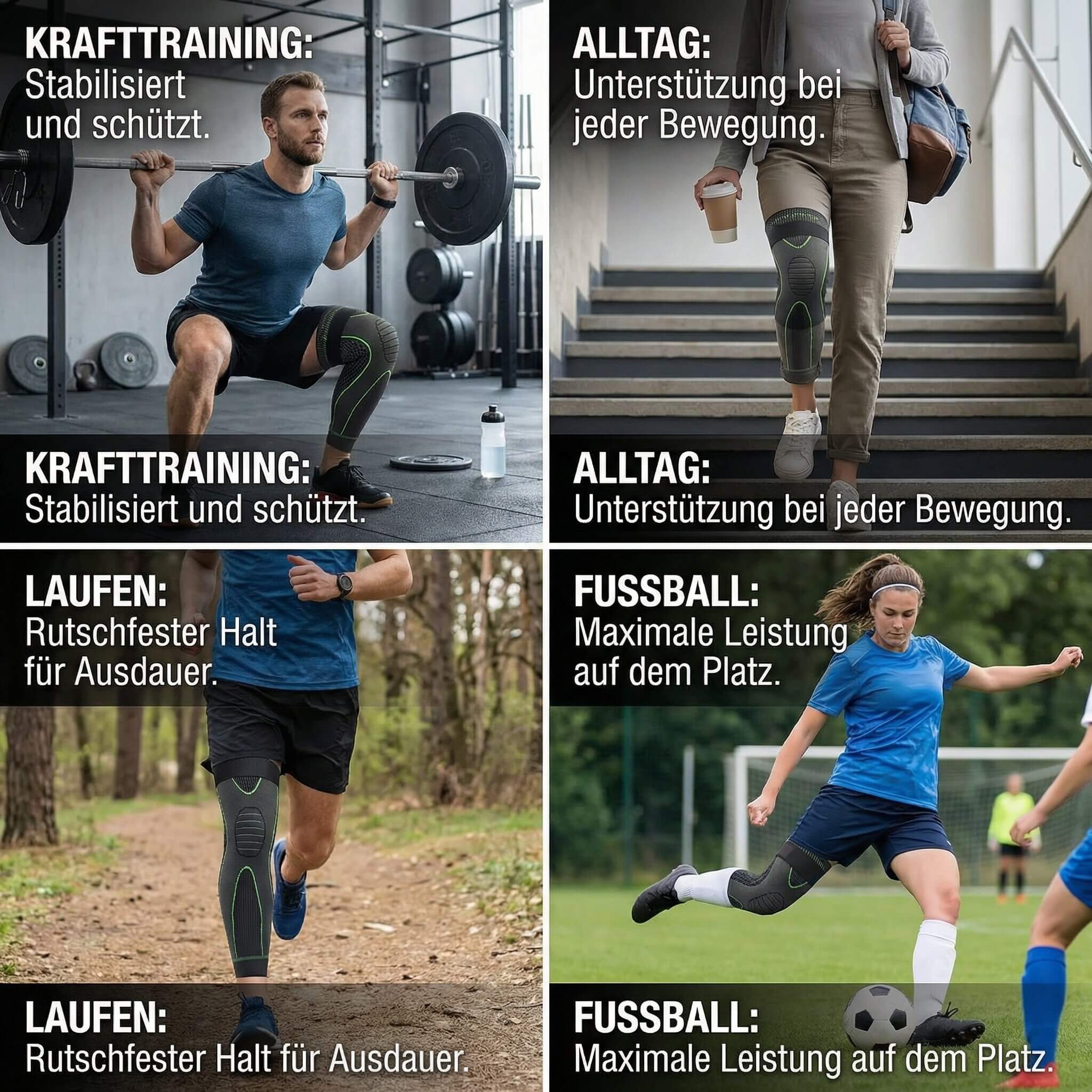 Kniebandage mit Kompression | Kniesupport für Sport, Training oder Arbeit | Flexurion