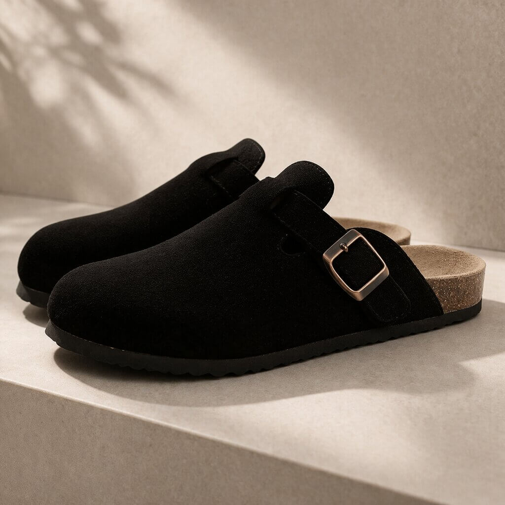 Orthopädische Hausschuhe für Damen & Herren | Wildleder Clogs | Pantoletten | Suedara