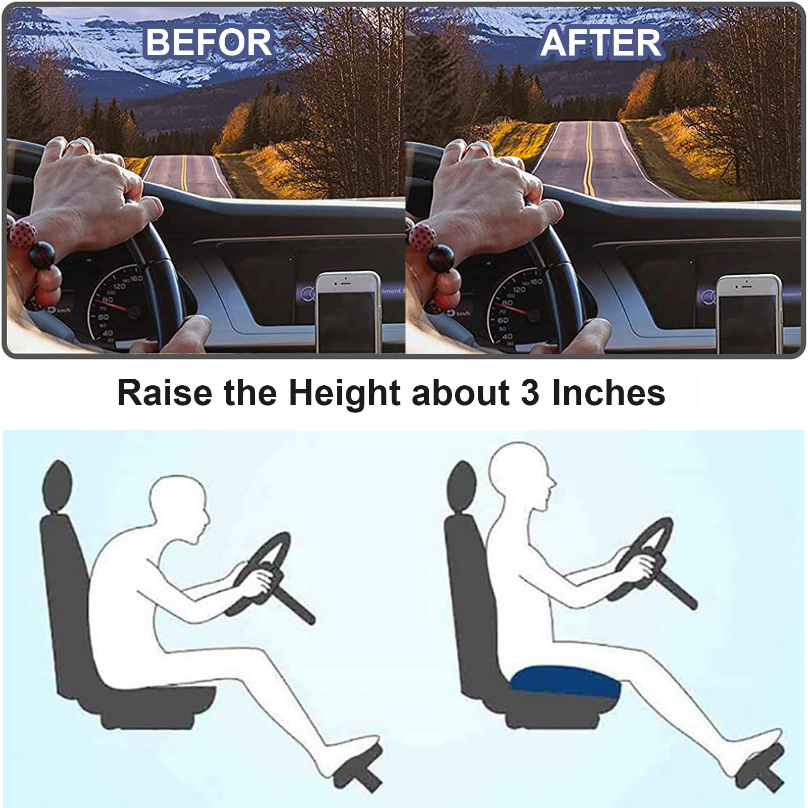 Autositzkissen | Memory Foam Sitzkissen | Ergonomisches Kissen für das Fahren | DriveComfort
