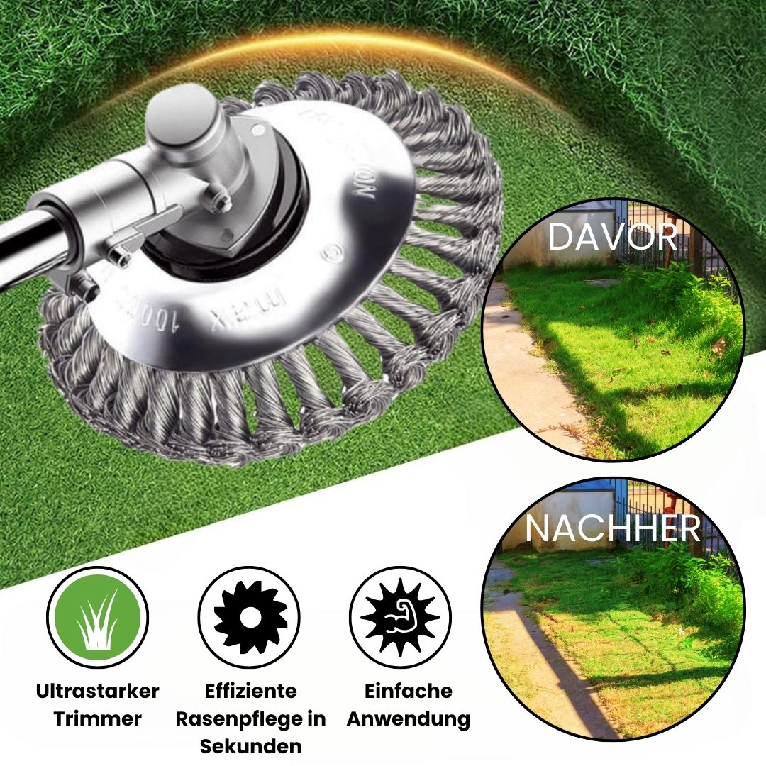 Unkrautbürste für Rasentrimmer | Unkraut beseitigen | GardenSteel