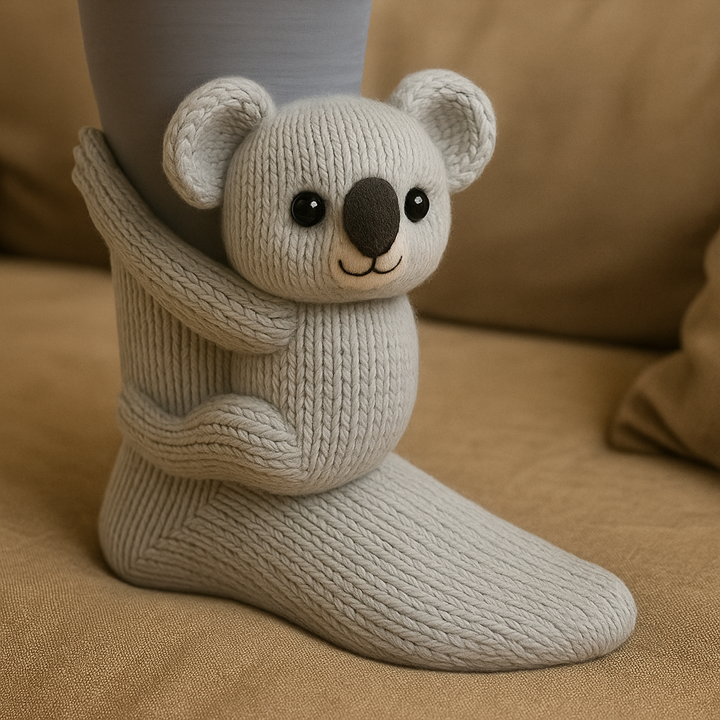 Rutschfeste warme Plüsch-Mikrofaser 3D Tierdesign Haussocken Unisex