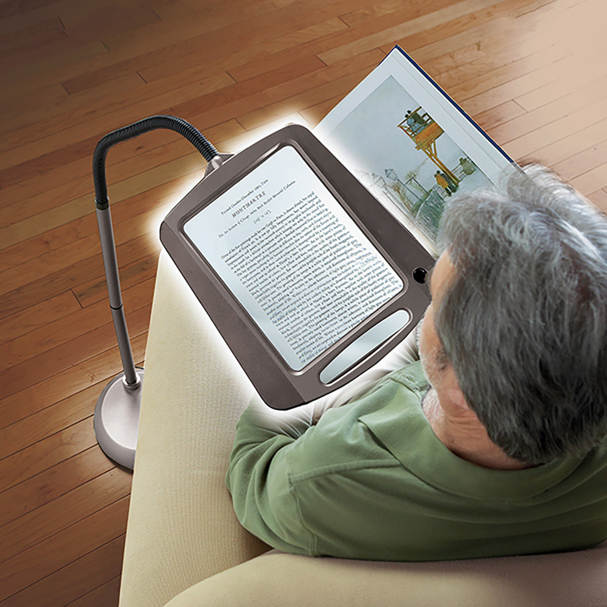 Leselampe mit Standlupe LED Lampe Vollseitenvergrößerung Lesen