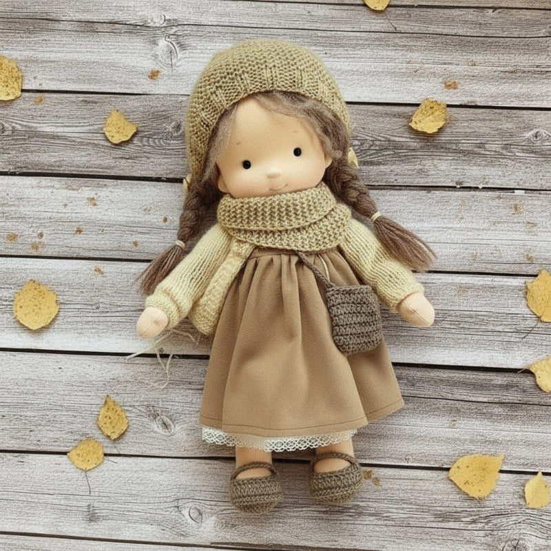 Elora Handgemachte Waldorfpuppe – Natur Baumwoll Kuschelpuppe für kreatives Spiel