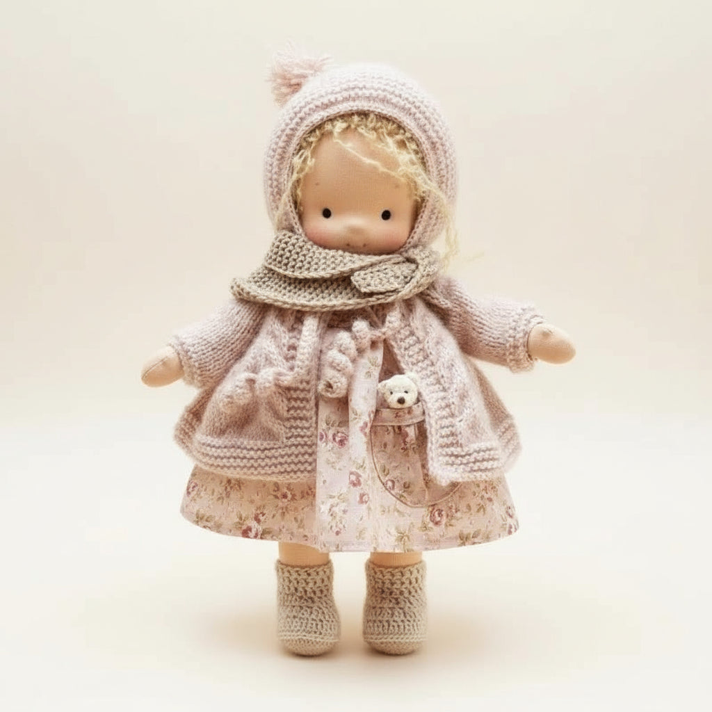 Elora Handgemachte Waldorfpuppe – Natur Baumwoll Kuschelpuppe für kreatives Spiel