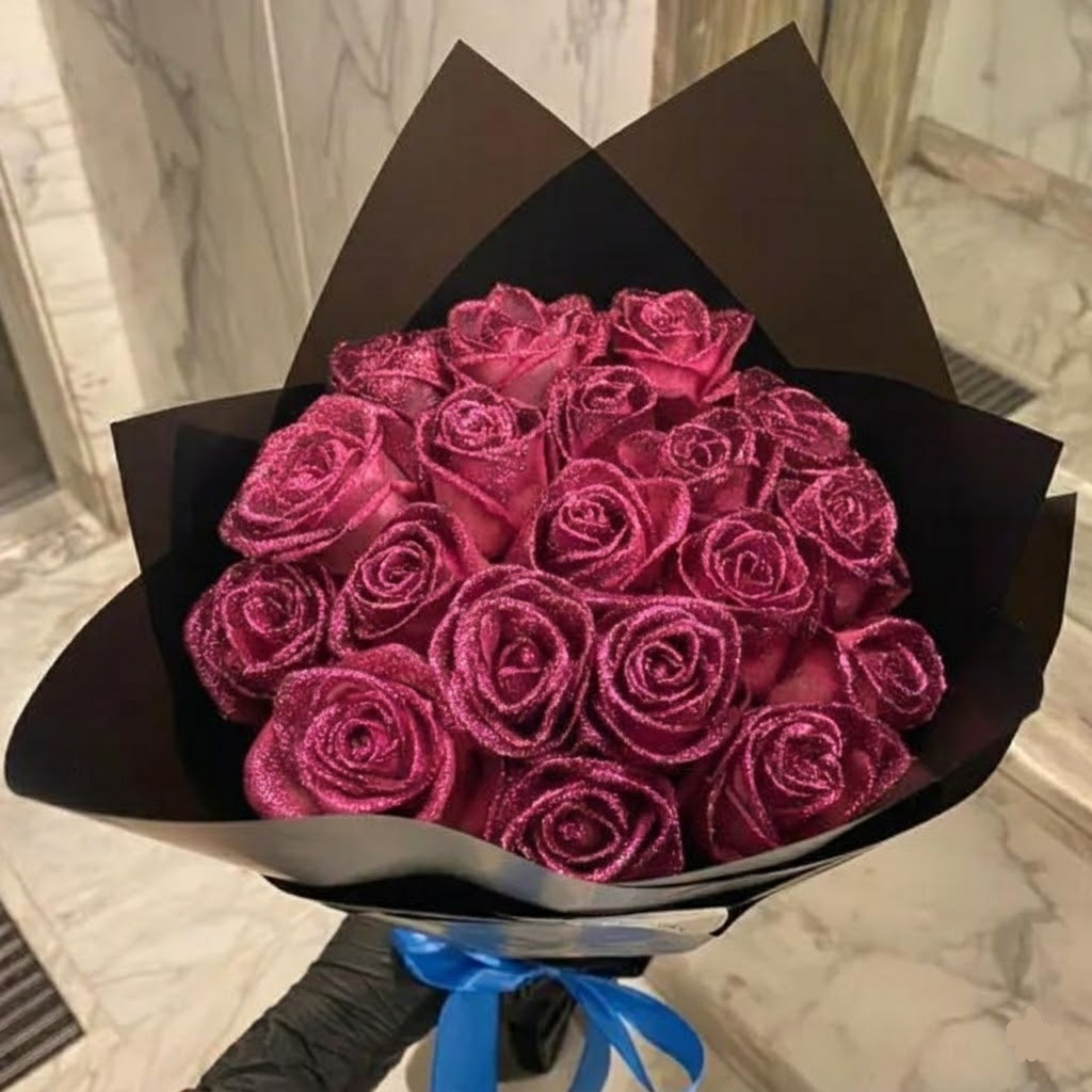 Rosa Glitzerrose Geschenkbox – Symbol ewiger Liebe