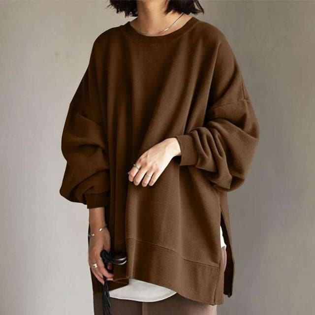 Damen Oversized Pullover – Rundhalsausschnitt Lässige Strickware