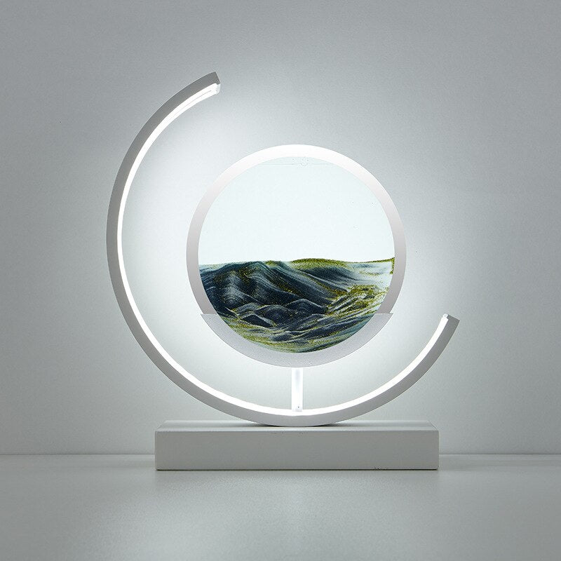 Dekorative LED Tischlampe | Moderne Designerlampe | Rotierendes Sandbild | SandScape