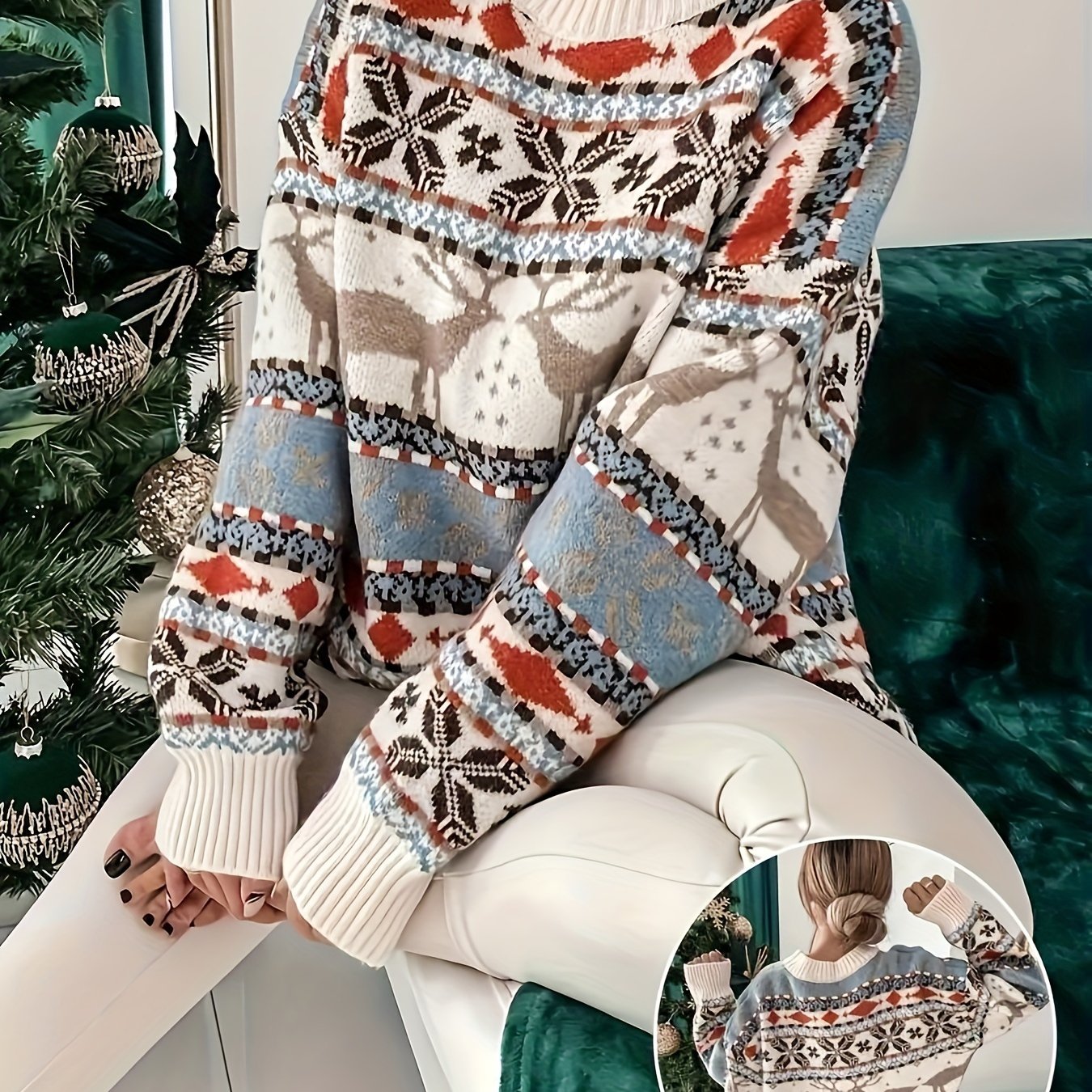 Damen Rentier Strickpullover | Gemütlicher Schnitt und festliches Winterdesign