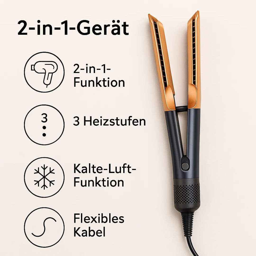 Haartrockner & Glätteisen in 1 | 2 in 1 Haarstyler | Volyra
