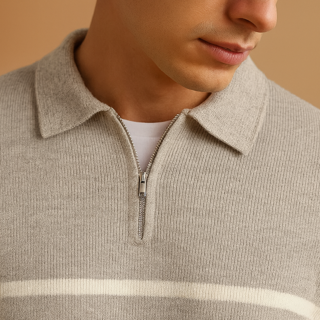 Herren Halb-Zip Gestreifter Pullover – Lässiger & Moderner Schnitt
