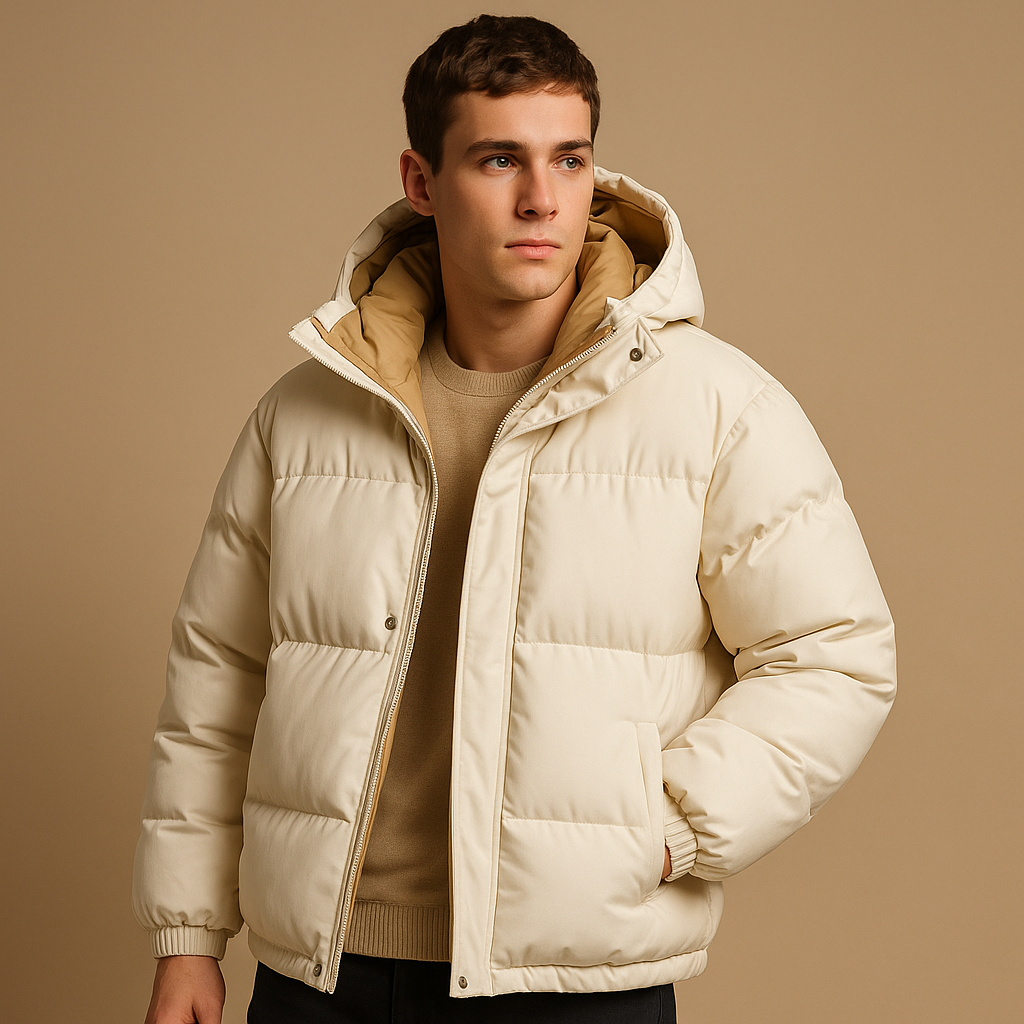 Herren Pufferjacke mit Kapuze – Gequilteter Wintermantel