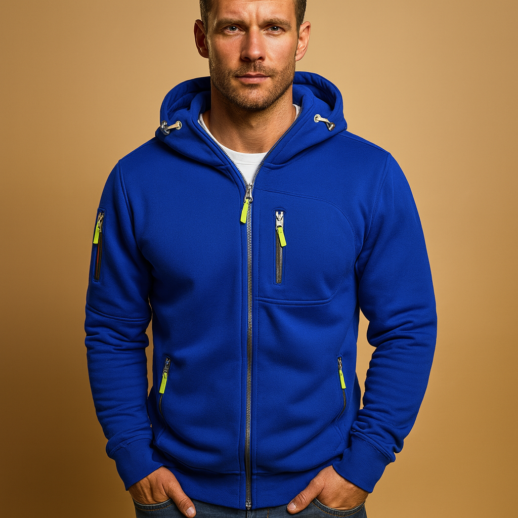 Herren Zip Hoodie mit verstellbarer Kapuze