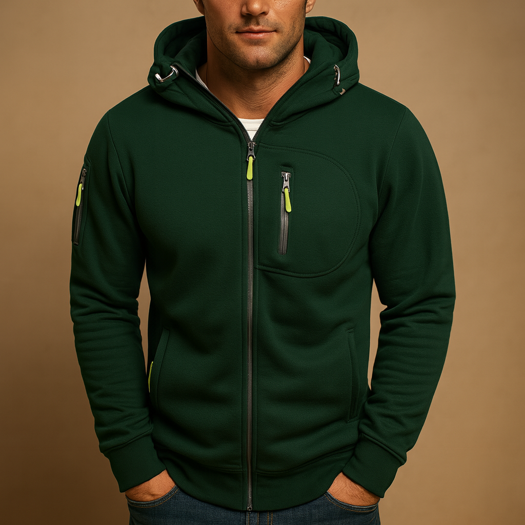 Herren Zip Hoodie mit verstellbarer Kapuze