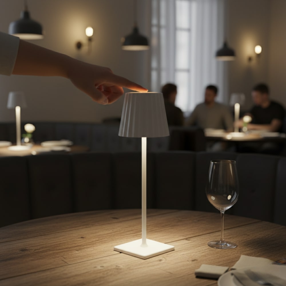 Drahtlose Tischlampe | Lampe für das Wohnzimmer | Moderne Tischleuchte mit Akku | VelaLume