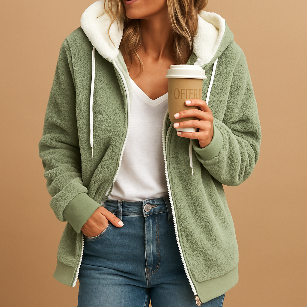 Damen Fleece Cardigan mit Kapuze – Lang und Relaxed Fit