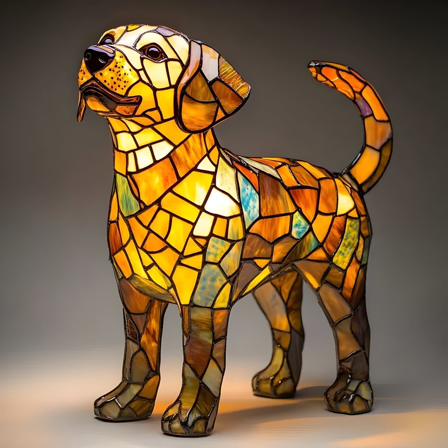 Buntglas Hund Tischlampe Dekorative Tierbeleuchtung