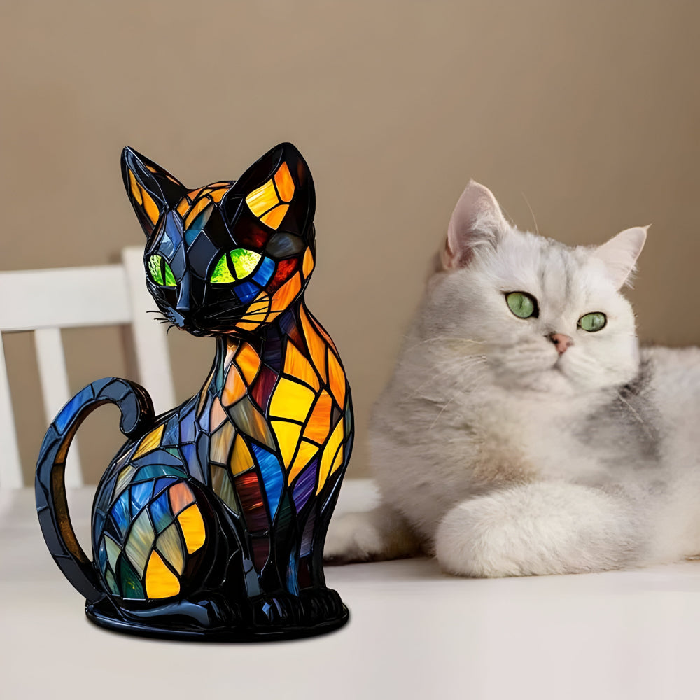 Handgefertigte Katzenlampe Farbwechselnde Tischlampe Aus Glas