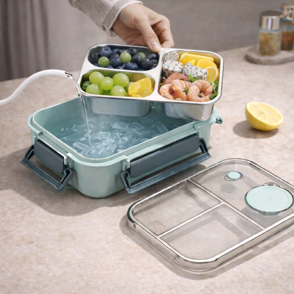 Mittagessen Box | Thermosbehälter für Essen | Lunch Box mit Fächern aus Edelstahl | Wärmebehälter | Esskraft