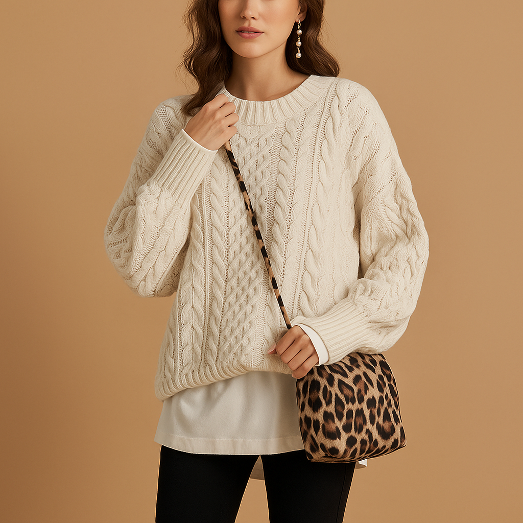 Chunky Strick Oversized Pullover für Frauen mit Rundhalsausschnitt
