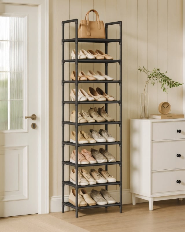 Metall Schuhschrank | Schlanker Schuhregal | Platzsparende Schuhaufbewahrung | SteelLine