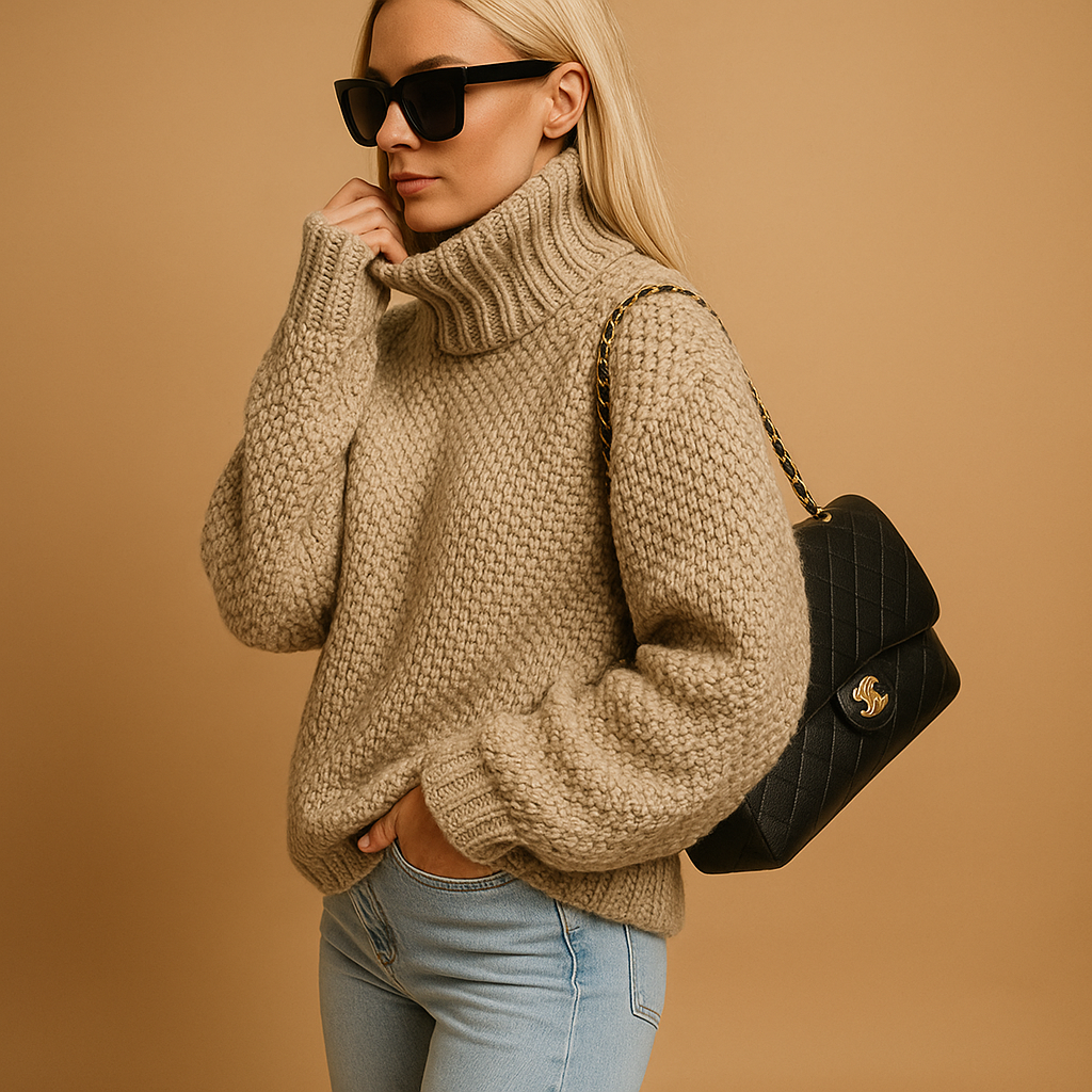 Damen Wollpullover | Warmer Strickpullover mit grober Textur