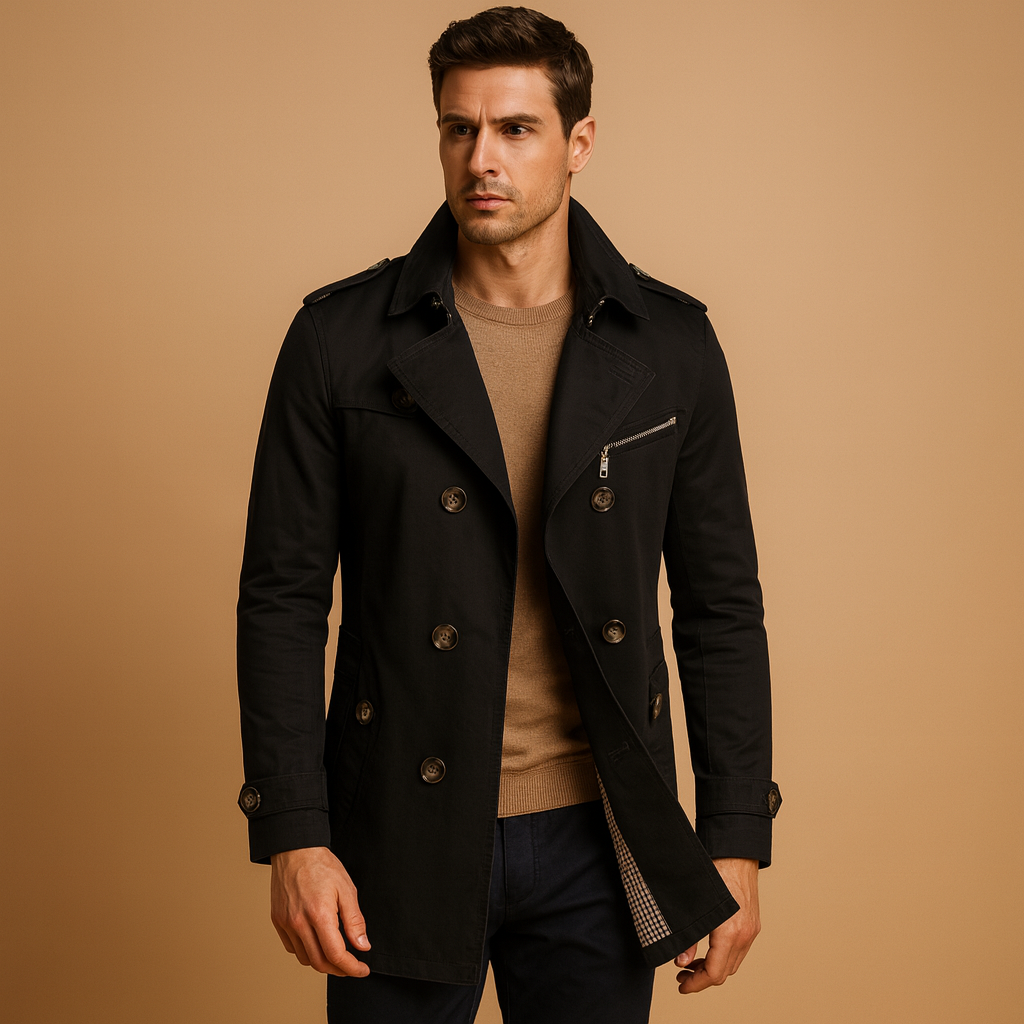 Herren wasserdichter Trenchcoat – Klassisches Doppelreiher-Design